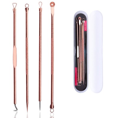 Professional Blemish Pimple Extractor Tool Skin Care Comedone 4 Pcs Blackhead Remover Needle Acne Needle Kit