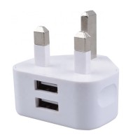 Wholesale portable home 5v 2a dual usb port original one port multiple usb 3 pin fast charging uk plug wall charger for iphone